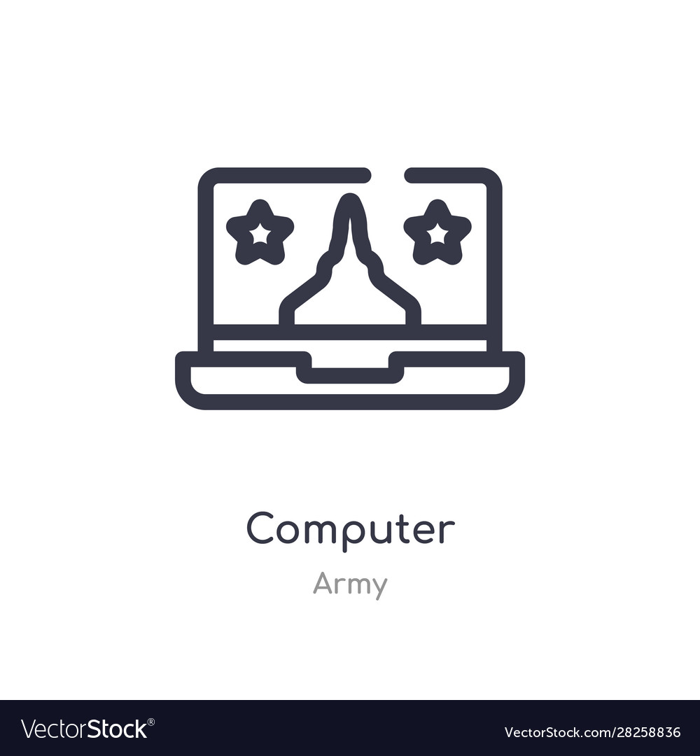 Computer outline icon isolated line from army