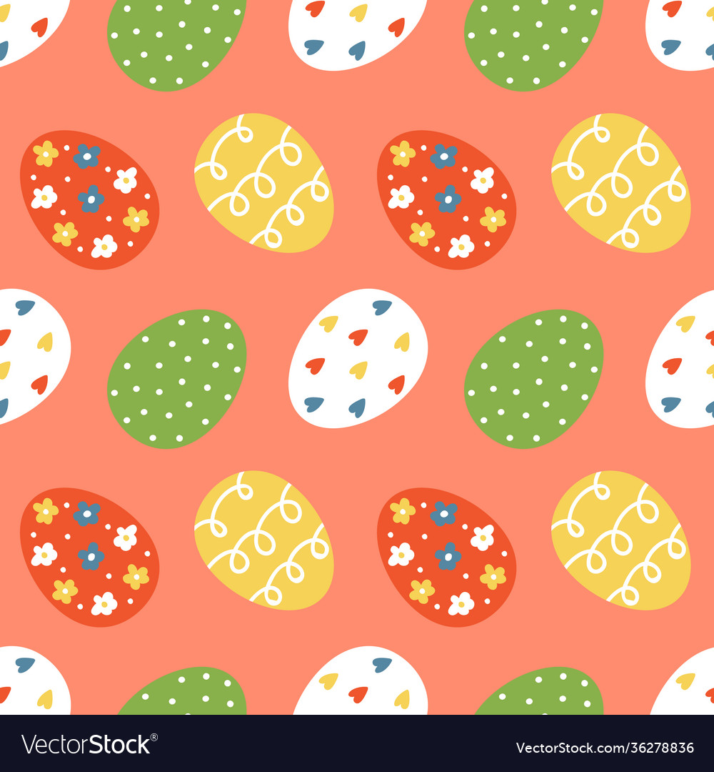 Decorated easter eggs pattern background