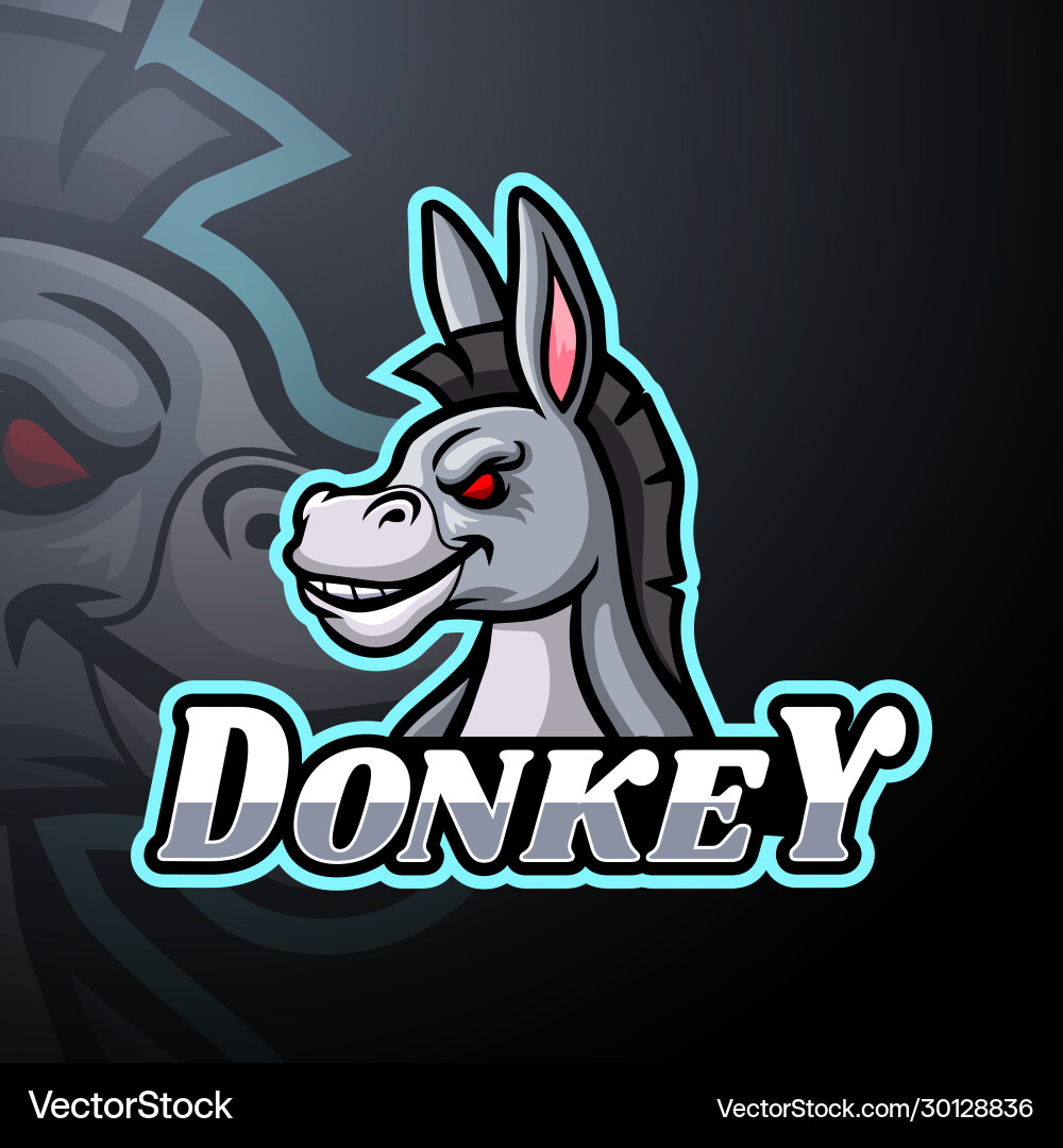 Donkey esport logo mascot design Royalty Free Vector Image