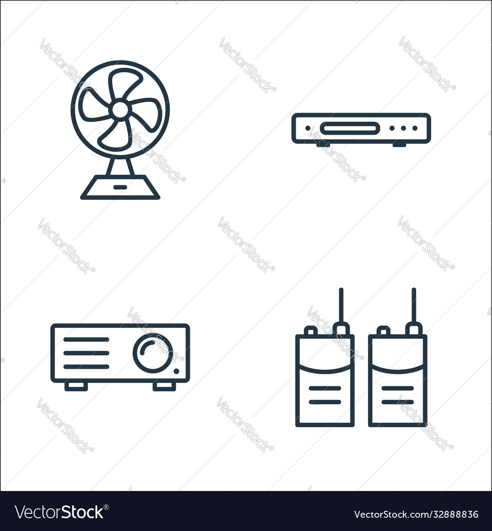 Electronic devices line icons linear set quality vector image Electronic devices line icons linear set quality
