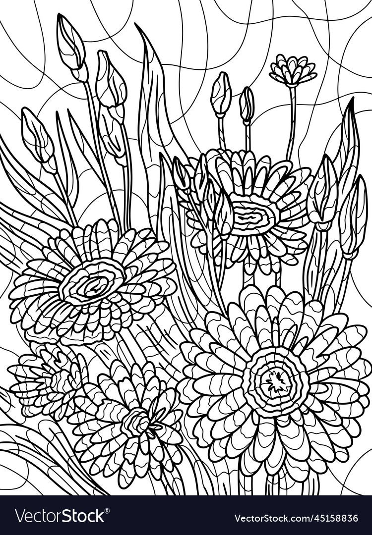 Gerbera Flower Antistress Art
