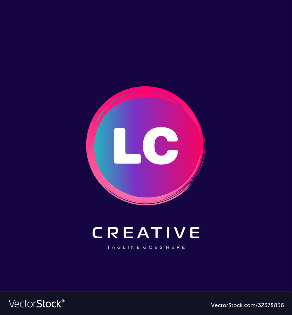 Lc initial logo with colorful template
