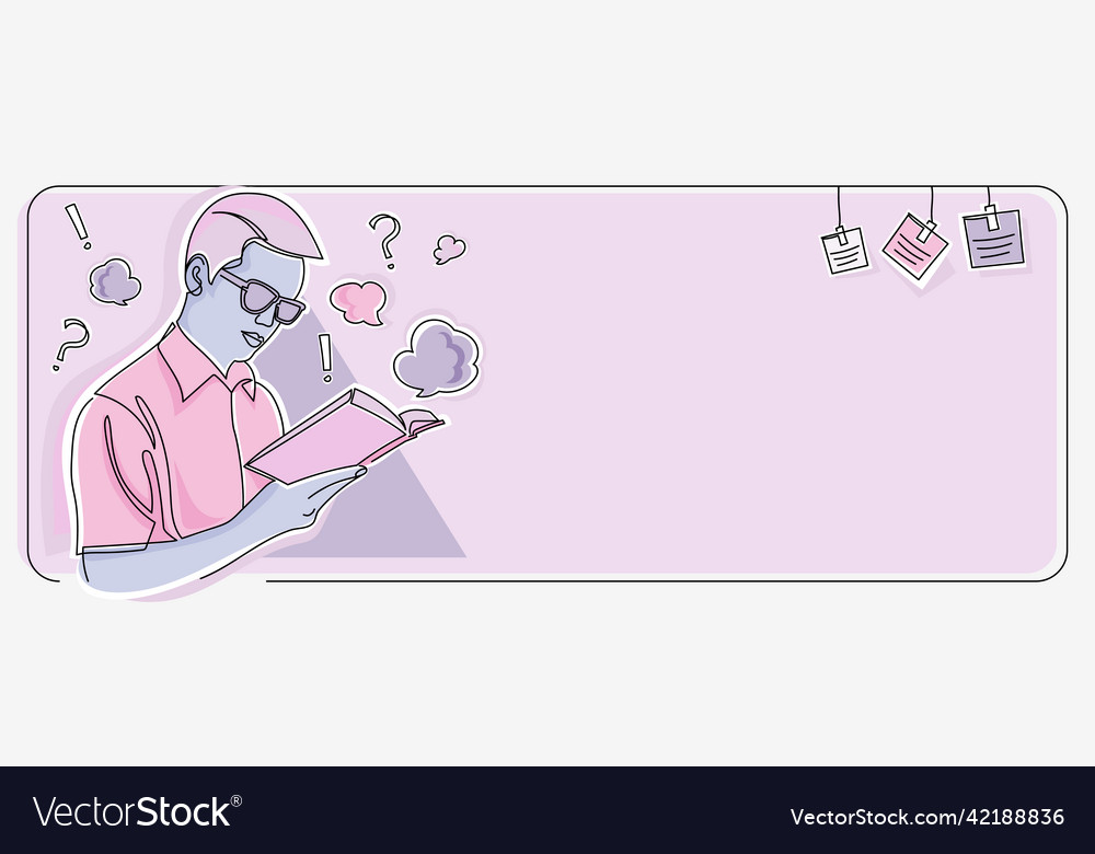 Man studying book learning new strategies Vector Image Man studying book learning new strategies