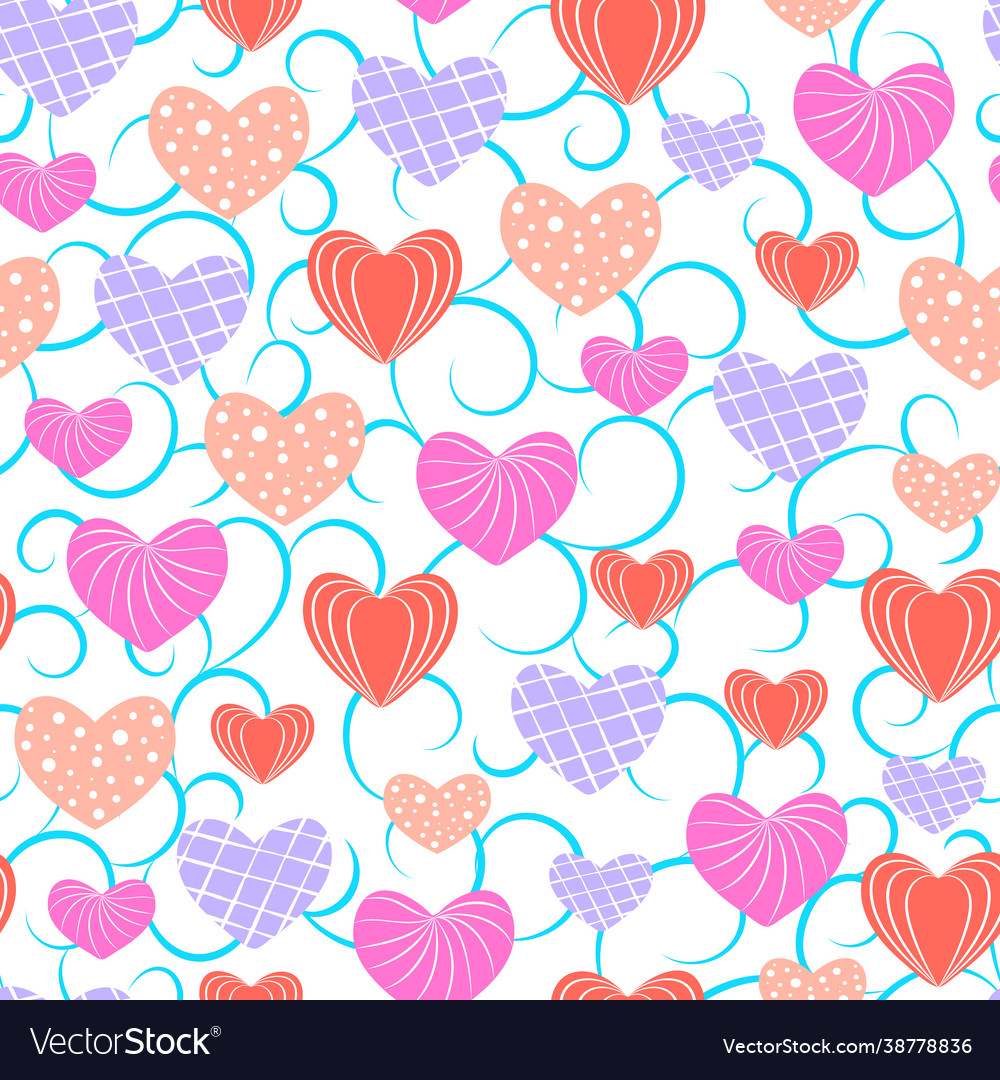 Multicolored hearts in a seamless pattern Vector Image Multicolored hearts in a seamless pattern