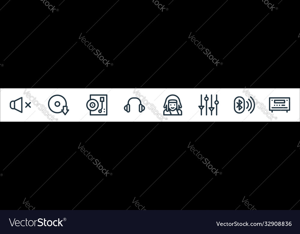 Music line icons linear set quality Vector Image Music line icons linear set quality