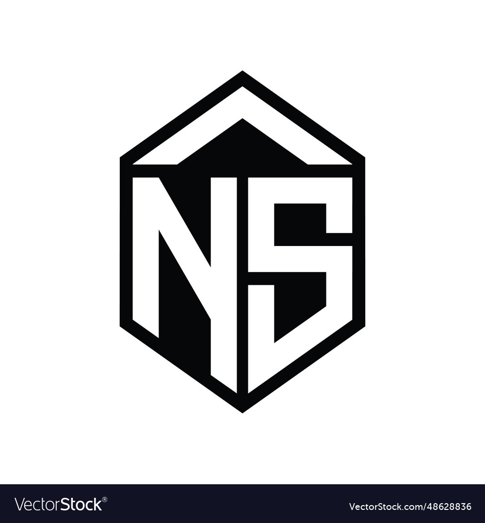 Ns letter logo monogram simple hexagon shield Vector Image