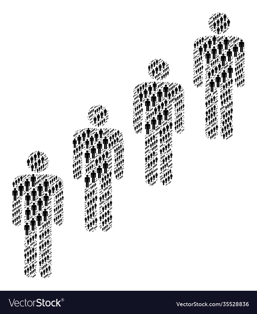 People queue icon recursion Mosaik vector image People queue icon recursion Mosaik