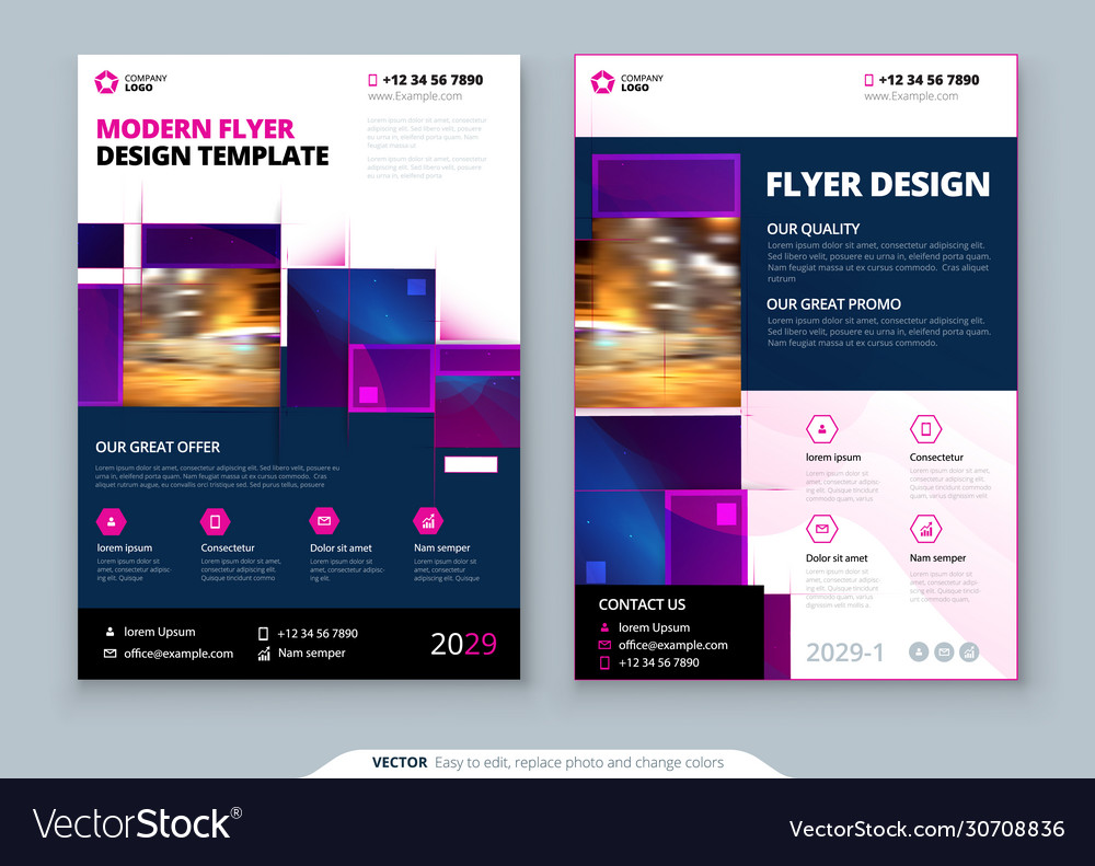 Purple flyer template layout design corporate Vector Image