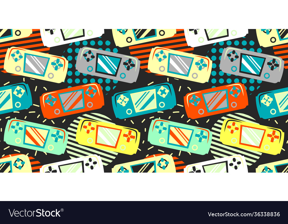 Seamless bright pattern with joysticks video game Vector Image
