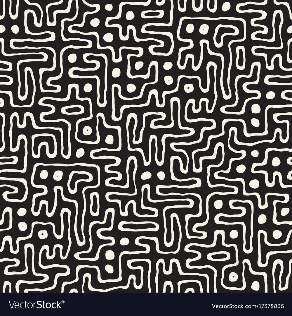 Seamless pattern with maze lines monochrome