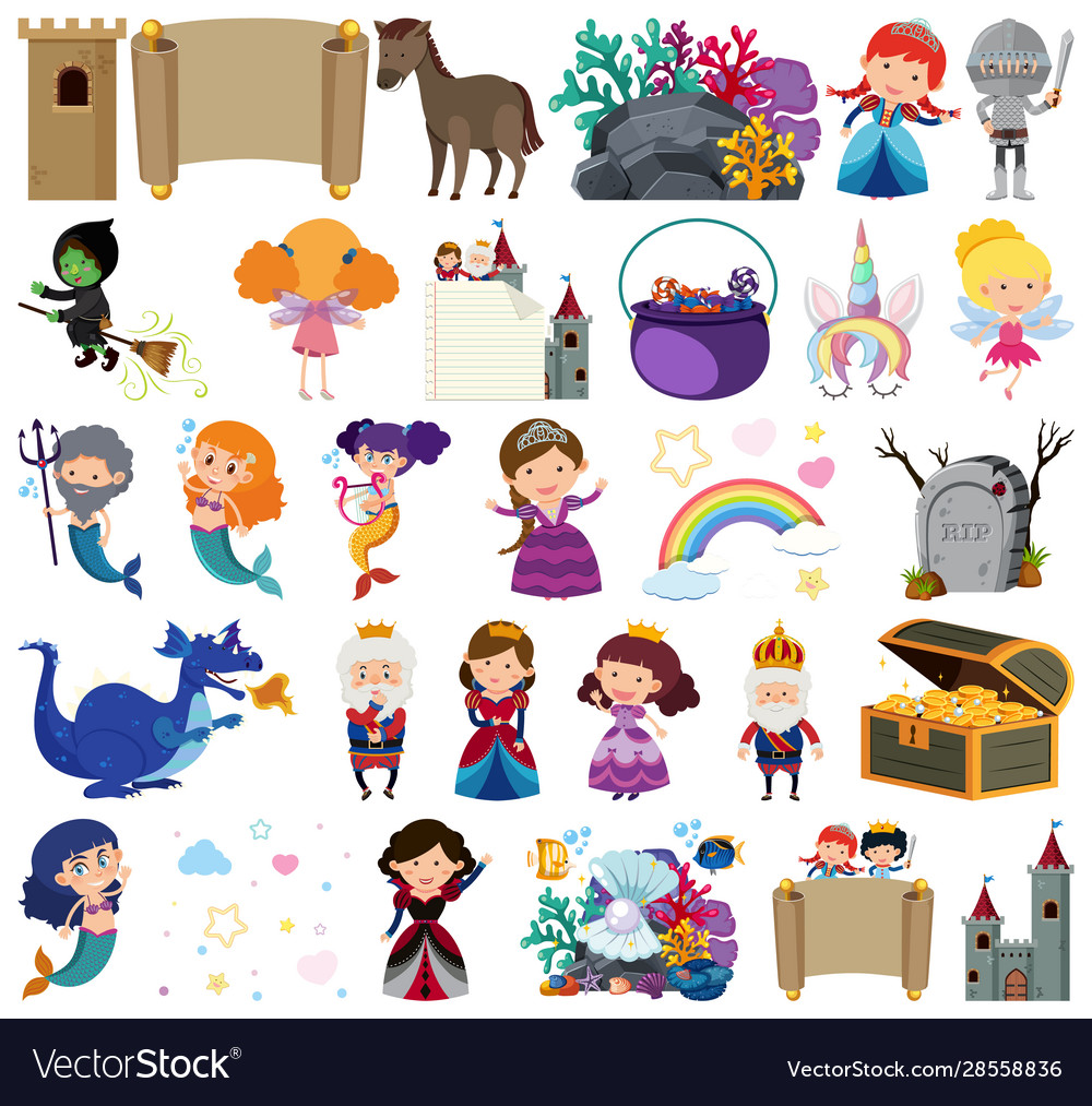 Set isolated objects theme fairytale vector image Set isolated objects theme fairytale