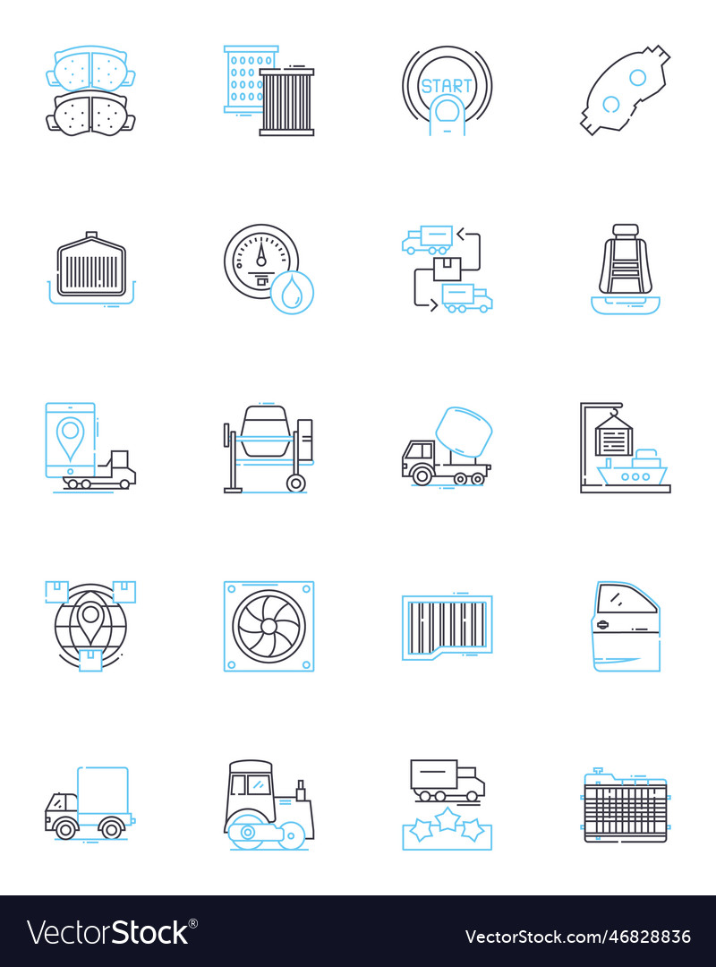 Shipping linear icons set logistics delivery