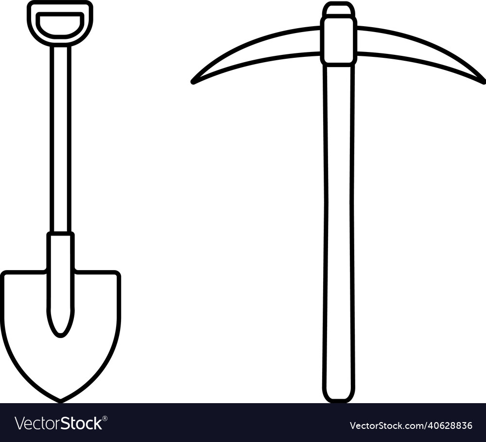 Shovel and pick axe icon