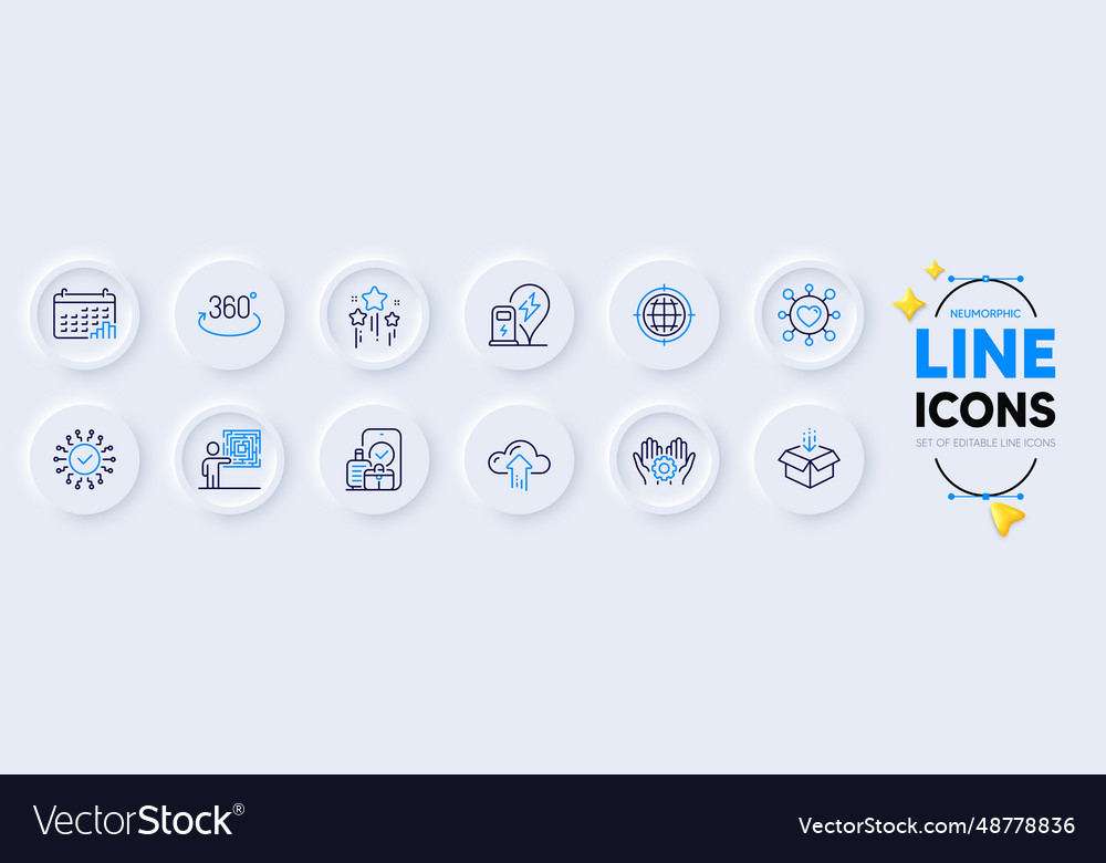 Stars cloud upload and seo internet line icons