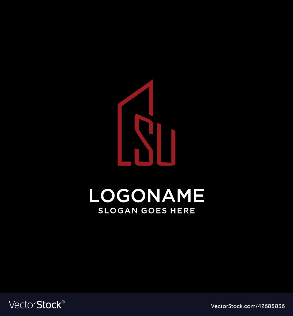 Su initial monogram with building logo design