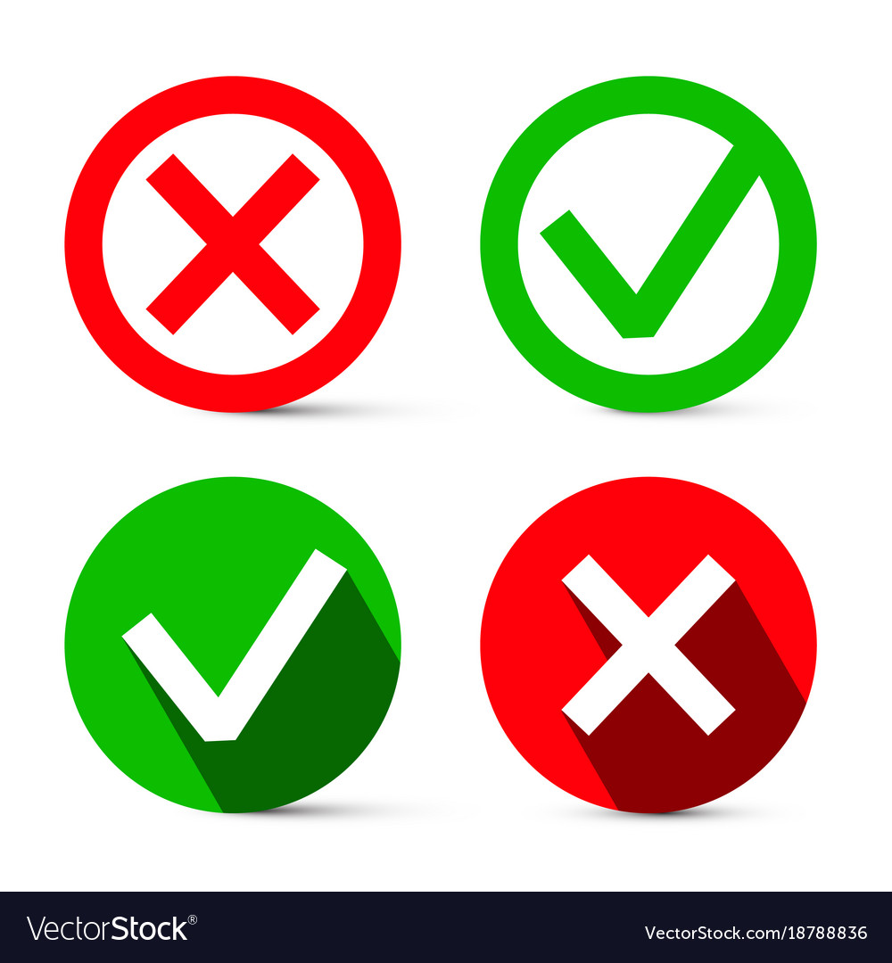 tick cross red and green symbols check mark vector image vectorstock