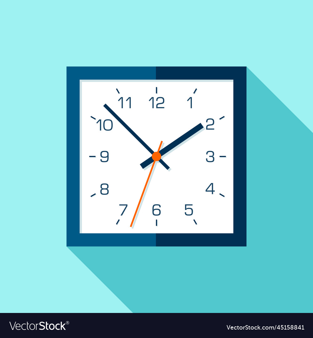 Clock icon in flat style blue timer with numbers