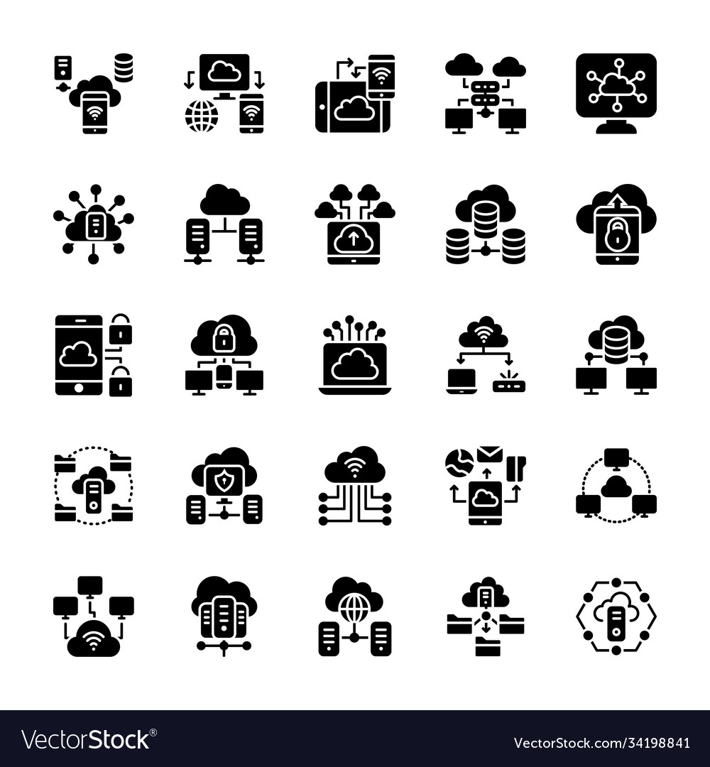 Cloud computing icons set
