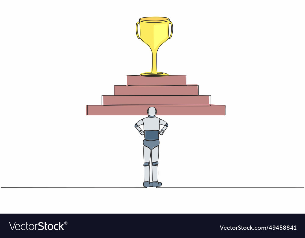 Kontinuierlich ein Linienzeichnung Roboter stehen