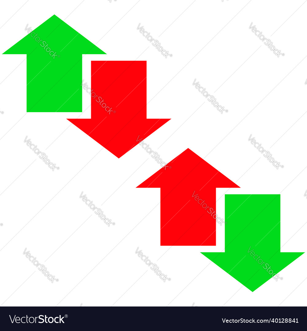 Green and red up down arrow pointing vector image Green and red up down arrow pointing
