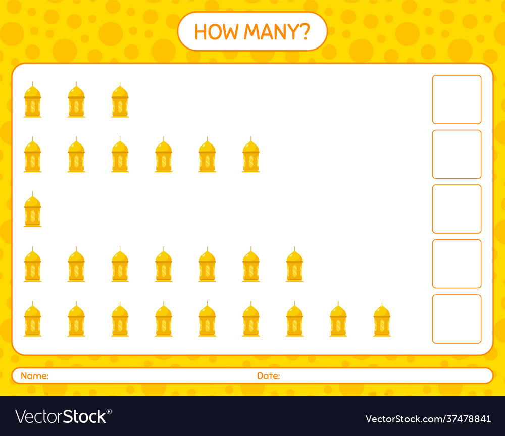 How many counting game with arabic lantern vector image How many counting game with arabic lantern