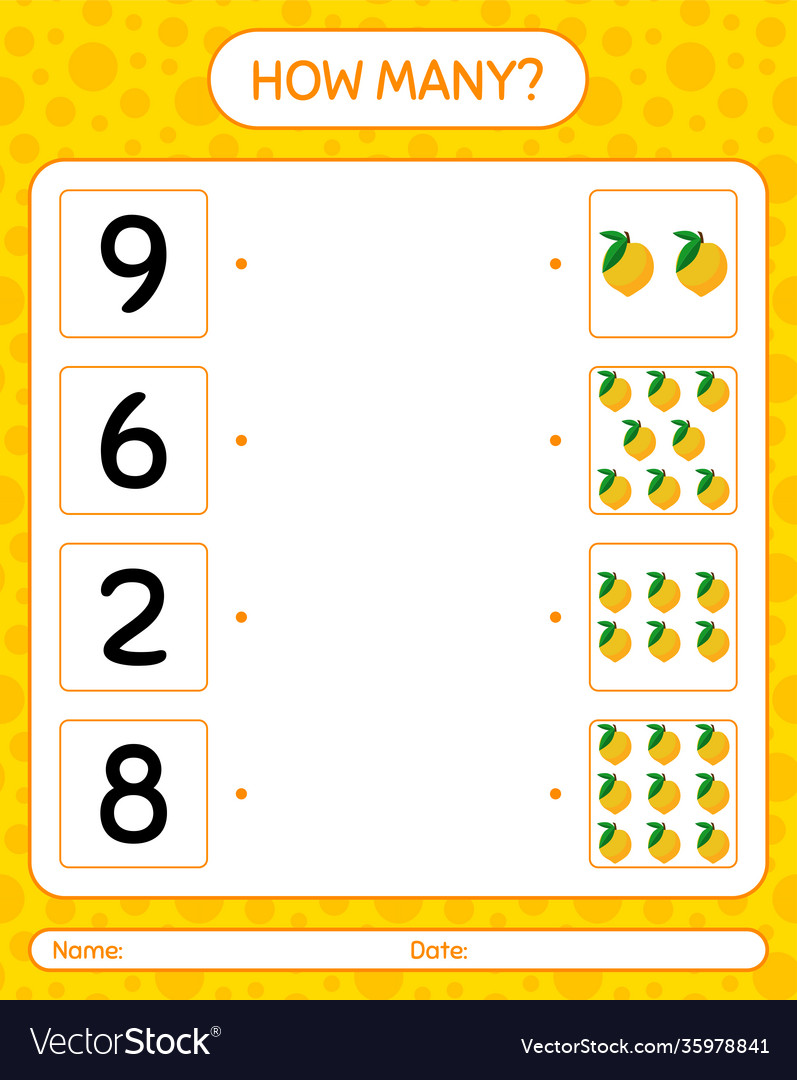 How many counting game with eggfruit worksheet vector image How many counting game with eggfruit worksheet