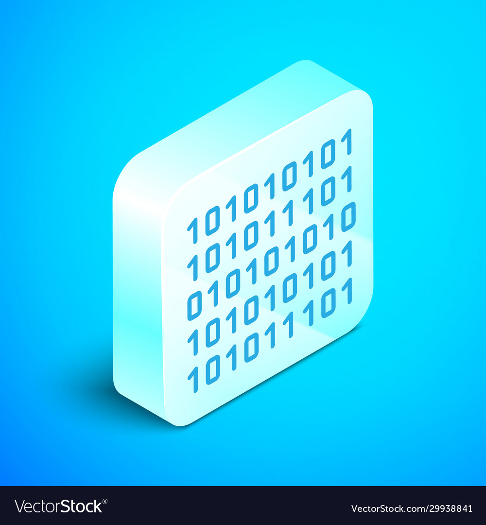 Isometric line binary code icon isolated on blue vector image Isometric line binary code icon isolated on blue
