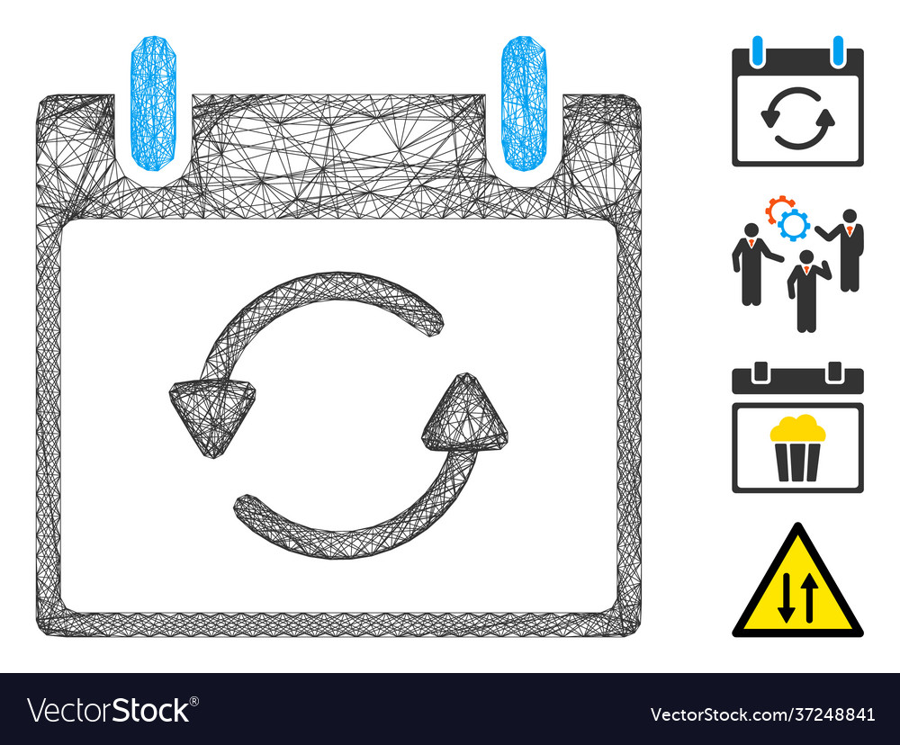 Net refresh calendar day mesh vector image Net refresh calendar day mesh