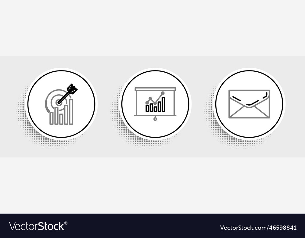 Set line envelope target with graph chart vector image Set line envelope target with graph chart