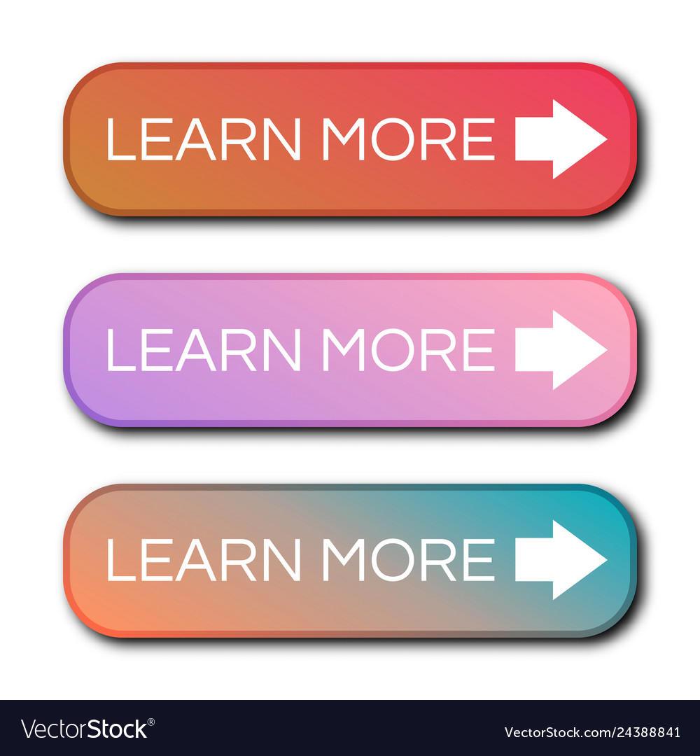 Set of three modern gradient buttons with shadows