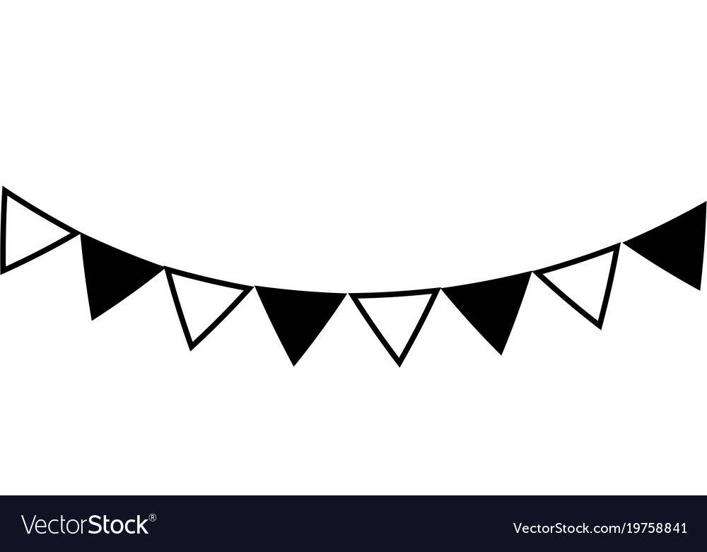 Download Silhouette party flags decoration to celebration Vector Image