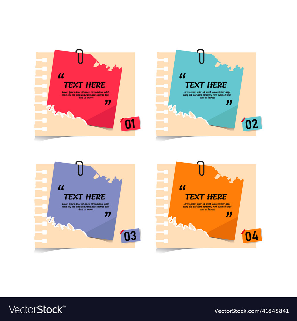 Text box note papers template design isolated