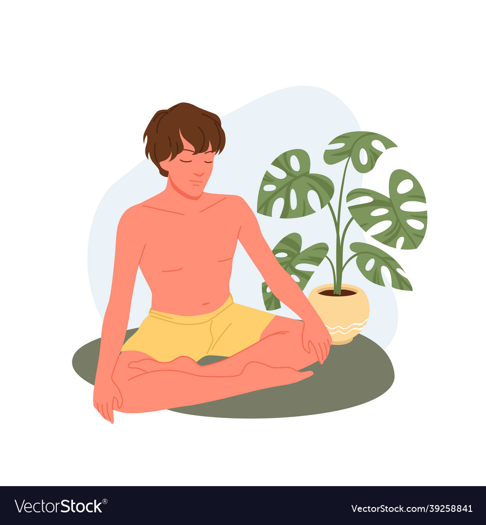 Yoga people meditate young man sitting