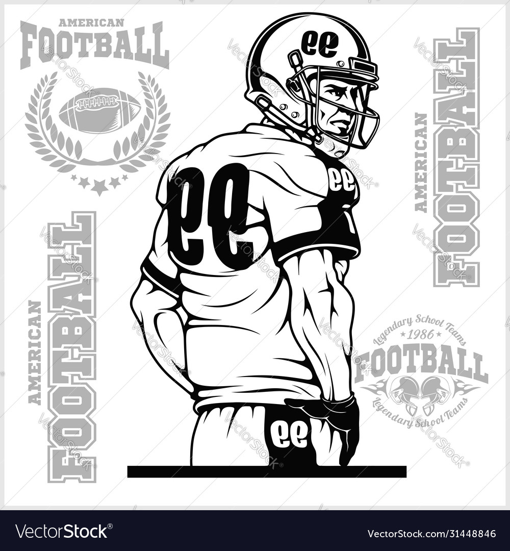 American football player isolated on white Vector Image American football player isolated on white