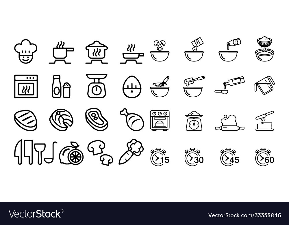 Cooking and kitchen icons vector image Cooking and kitchen icons