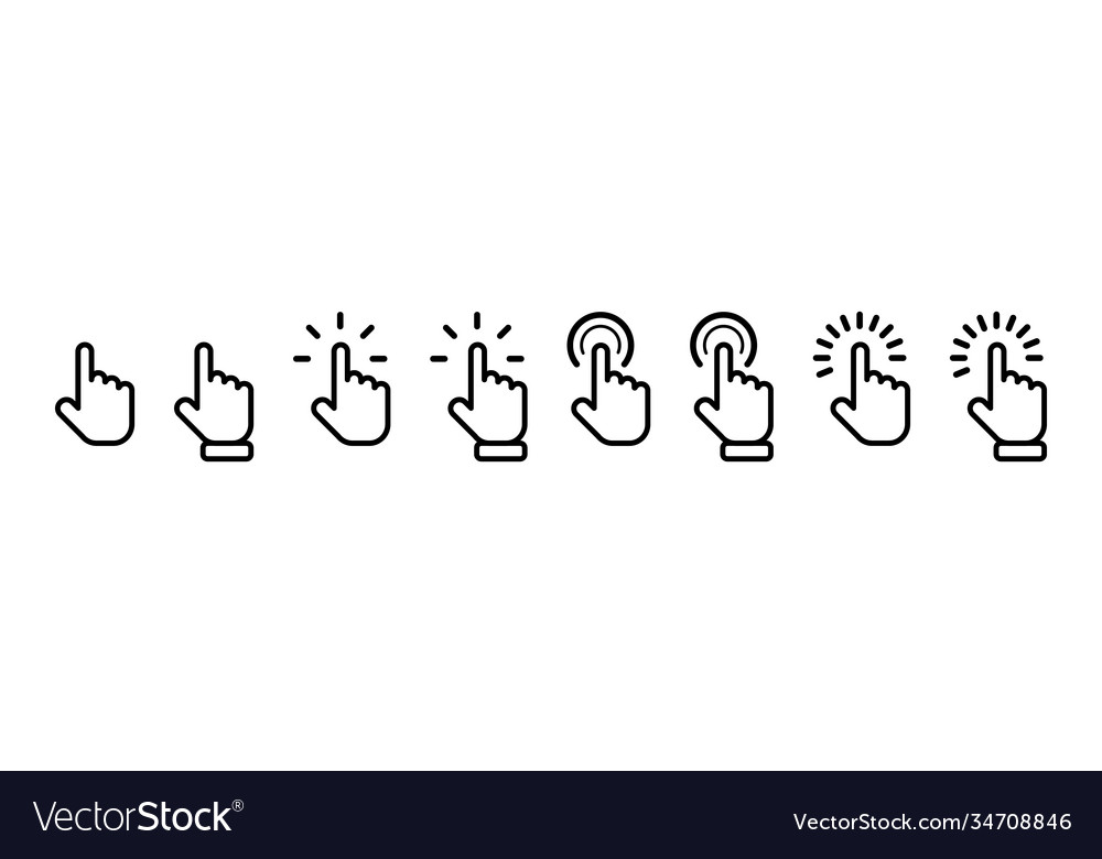 Cursor click collection computer mouses vector image Cursor click collection computer mouses
