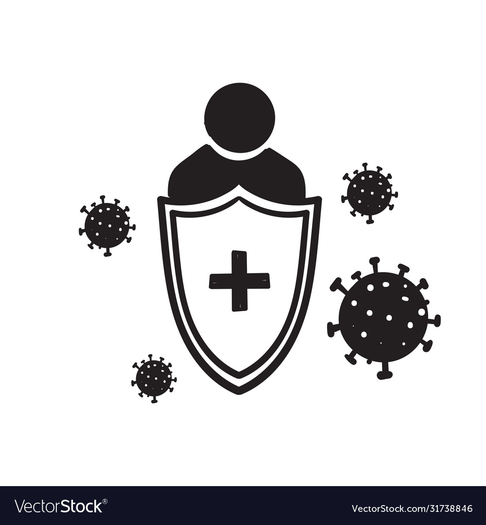 Doodle virus germs and bacteria protection Vector Image