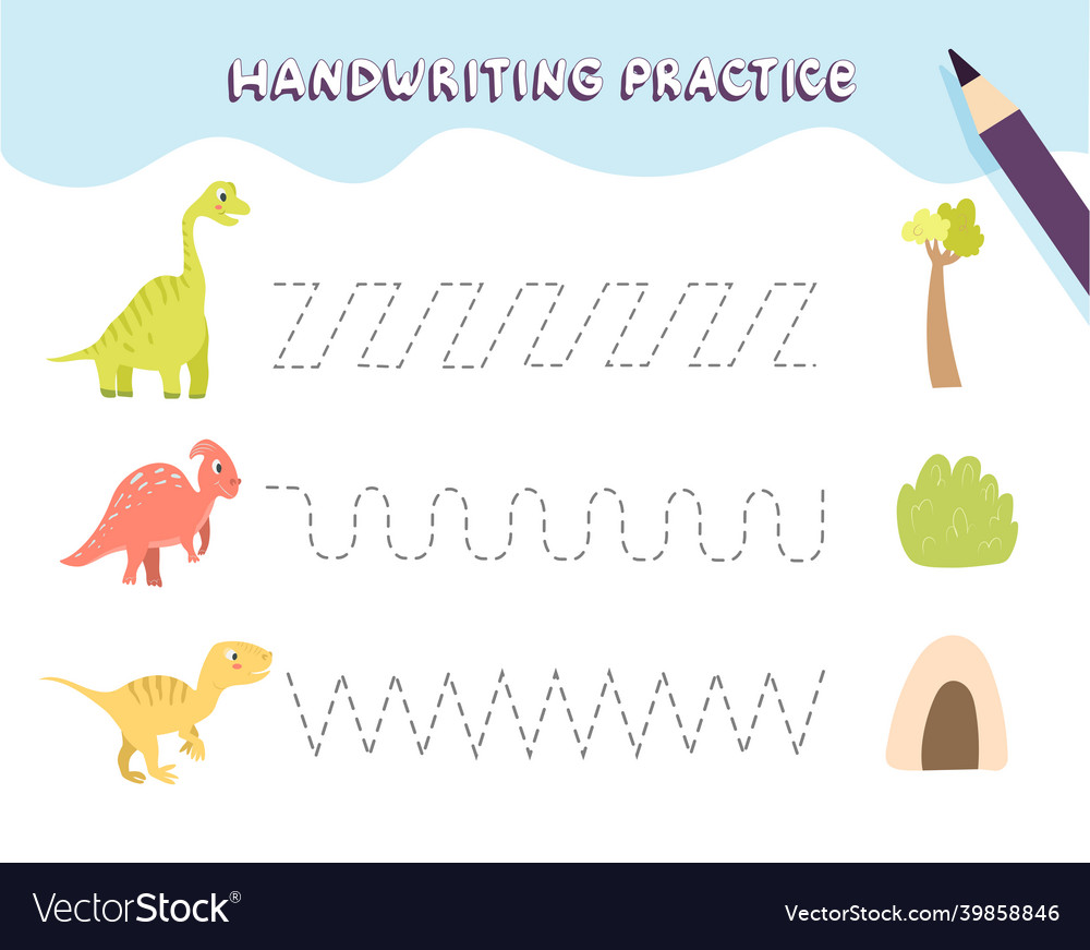 Handwriting practice for preschool children Vector Image