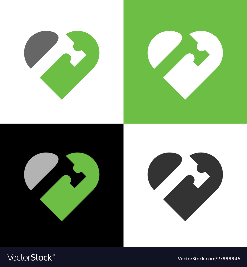 Heart and hammer logo design template elements