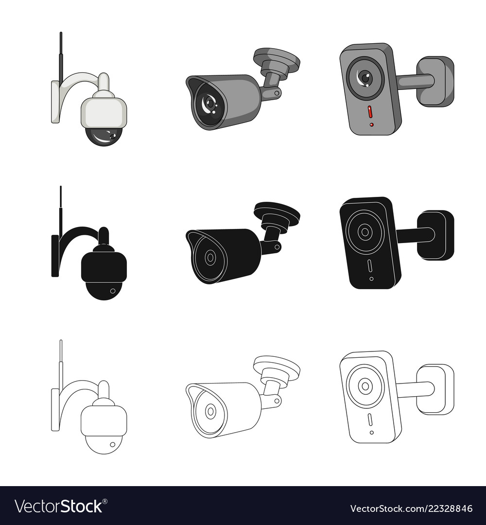 Isolated object of cctv and camera icon set