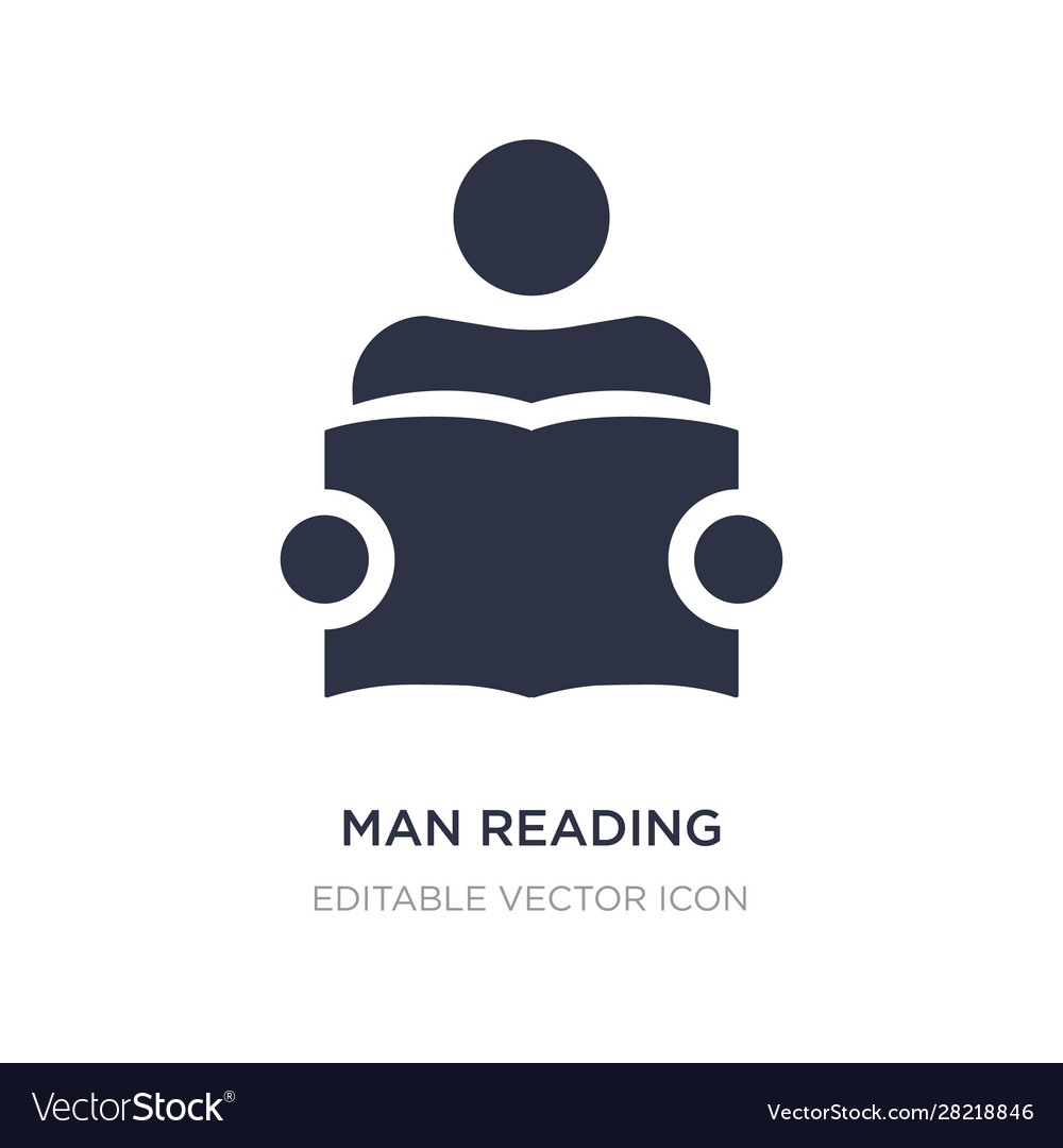 Man reading icon on white background simple