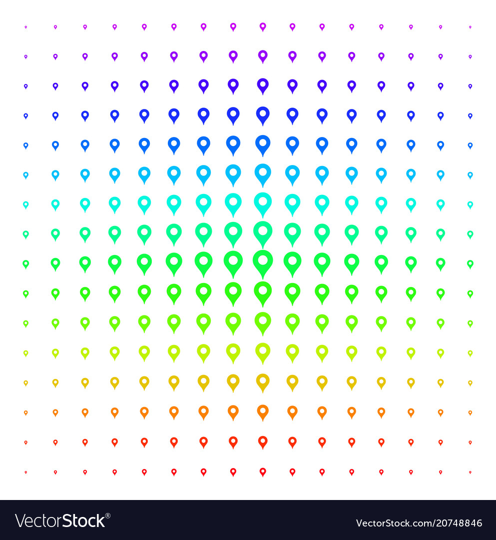 Map pointer icon halftone spectral grid vector image Map pointer icon halftone spectral grid