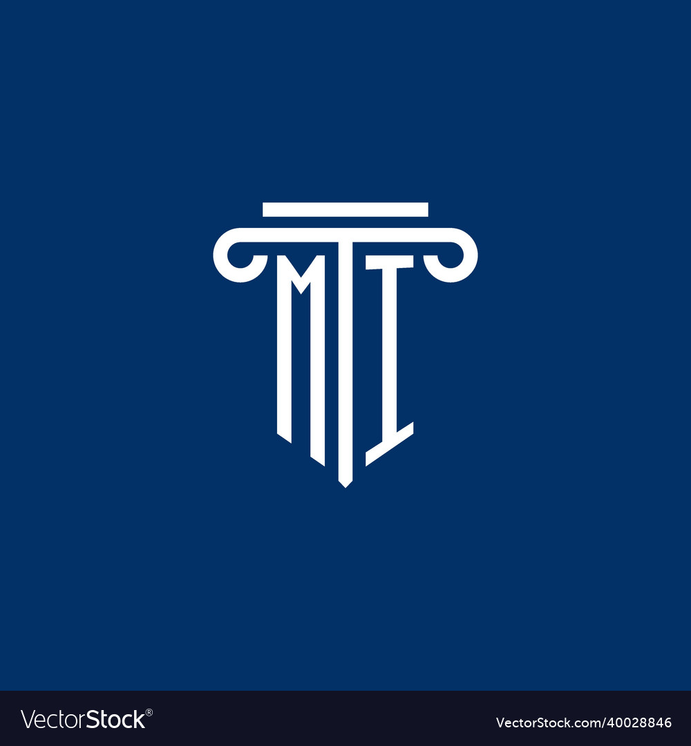Mi initial logo monogram with simple pillar icon