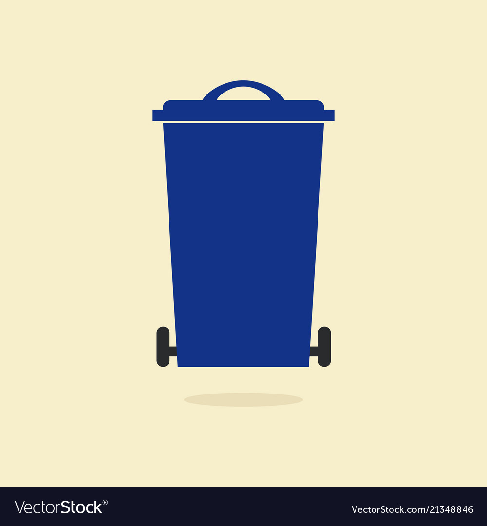 Modern garbage bin and trash object set suitable