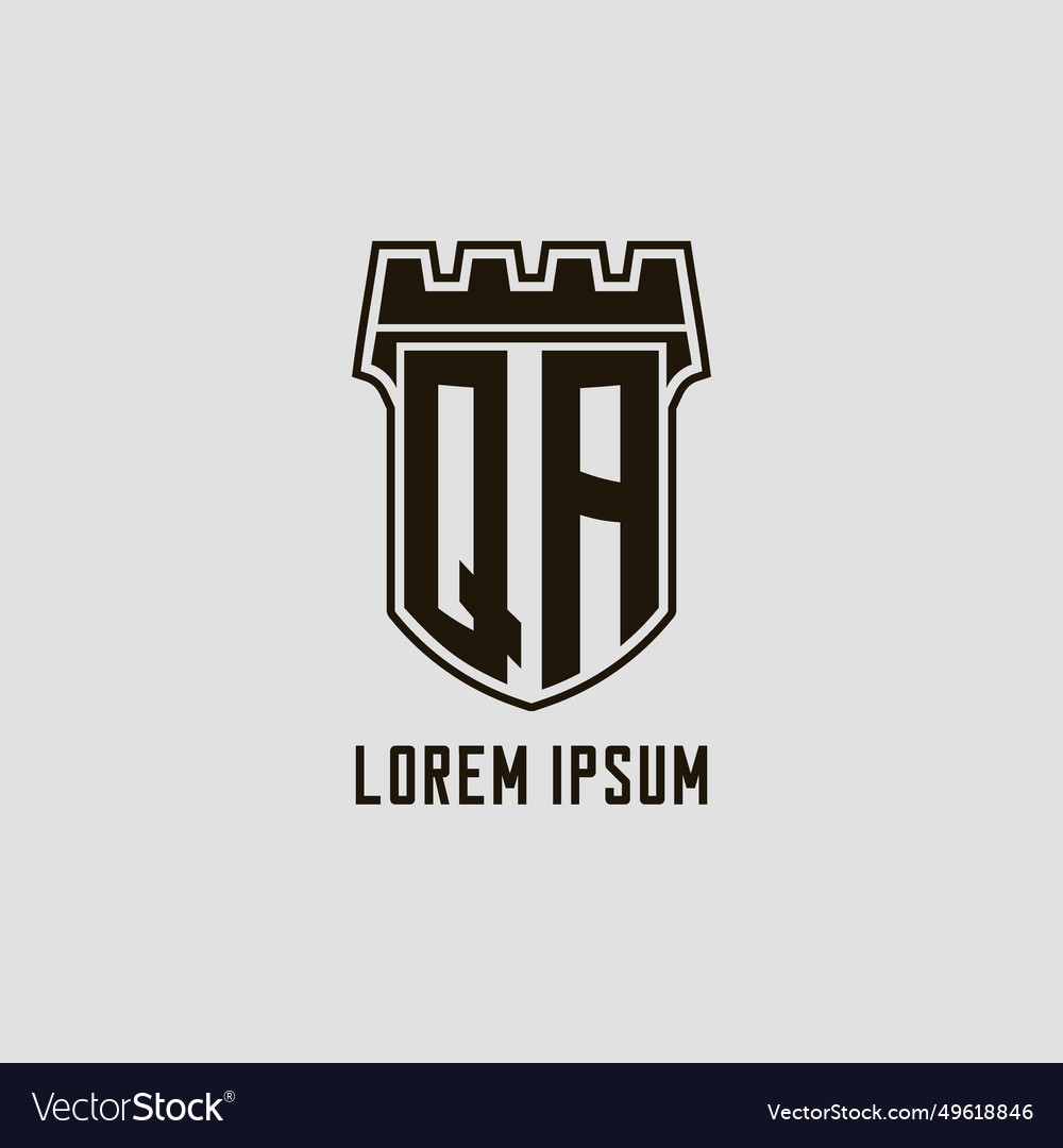 Monogram qa with shield fortress logo design style