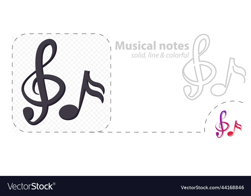 Musical note isolated flat notes line Royalty Free Vector