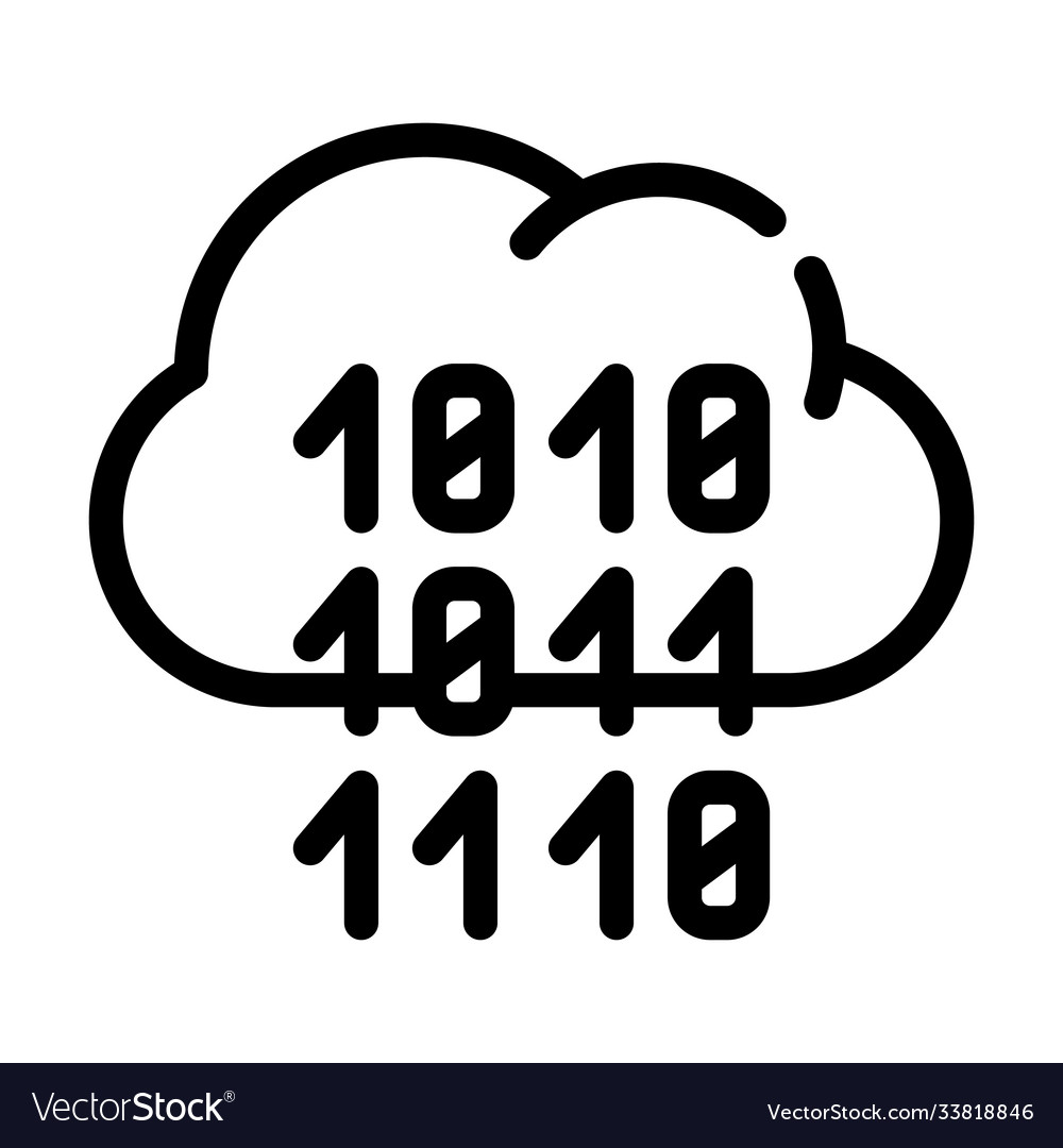 Programming binary code cloud storage line icon vector image Programming binary code cloud storage line icon