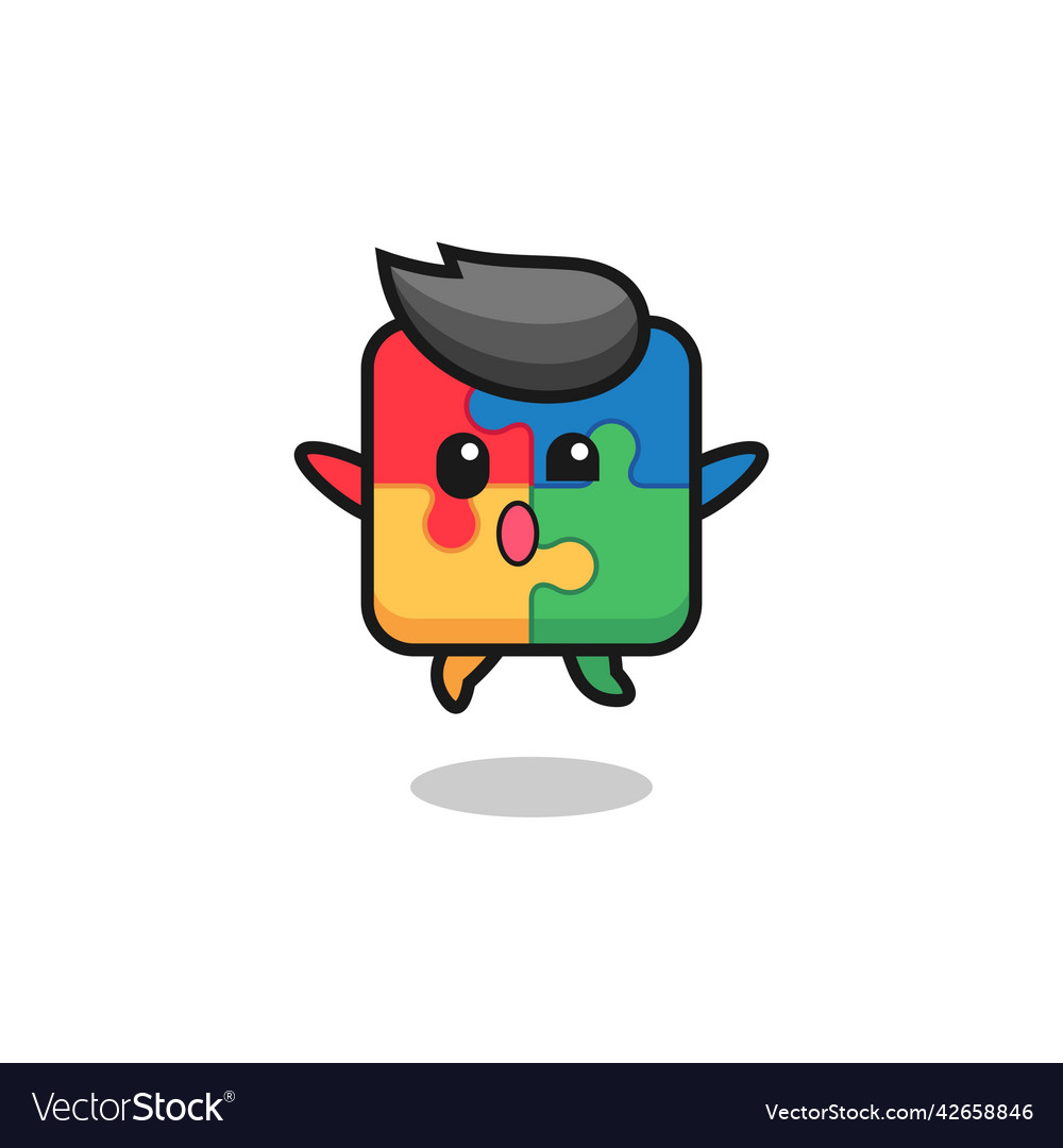 Puzzle character is jumping gesture