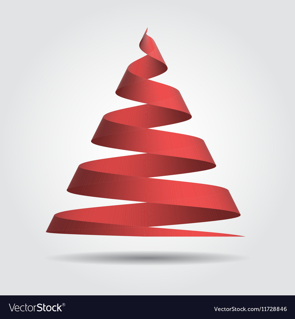 Red ribbon in a shape of christmas tree