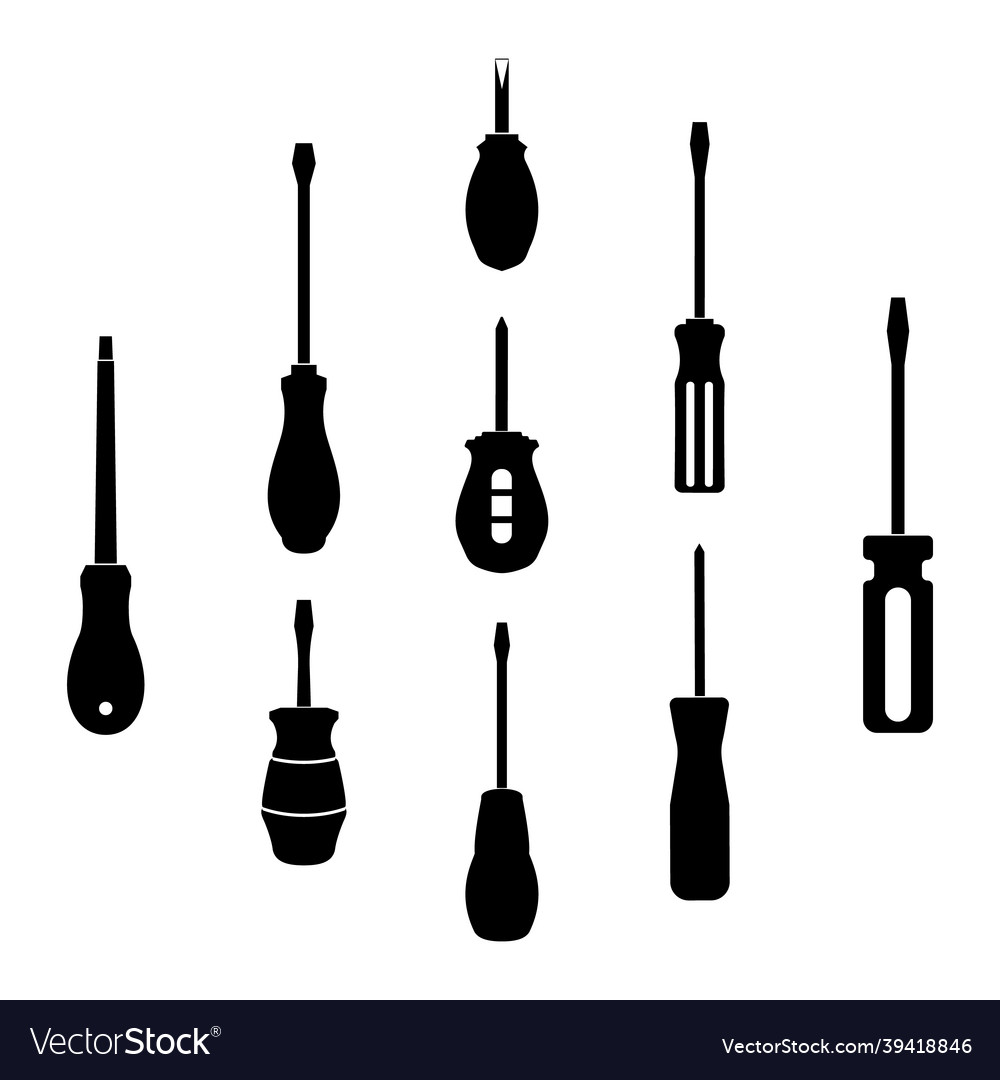 Screwdrivers with different handle shapes sizes Vector Image